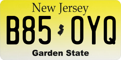 NJ license plate B85OYQ