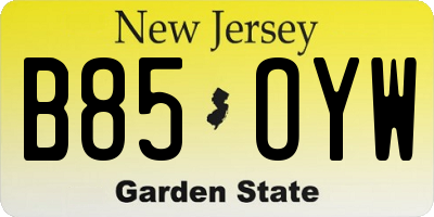 NJ license plate B85OYW