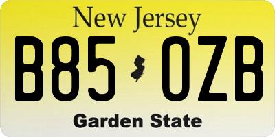 NJ license plate B85OZB