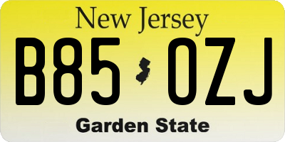 NJ license plate B85OZJ