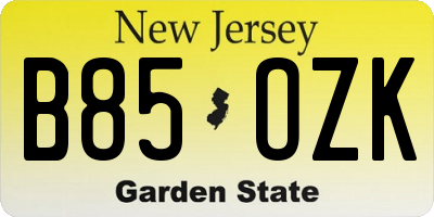 NJ license plate B85OZK
