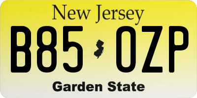 NJ license plate B85OZP