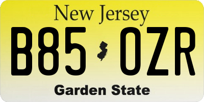 NJ license plate B85OZR