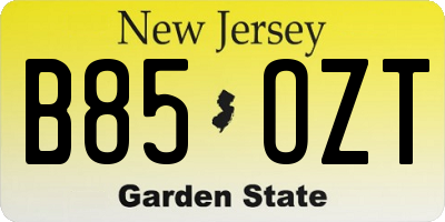 NJ license plate B85OZT