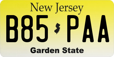 NJ license plate B85PAA