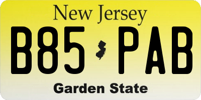 NJ license plate B85PAB