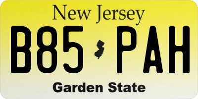 NJ license plate B85PAH