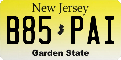 NJ license plate B85PAI
