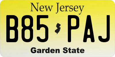 NJ license plate B85PAJ
