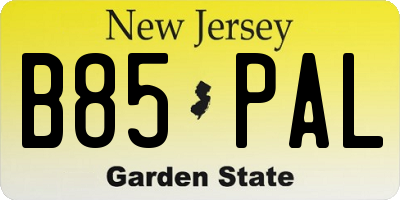NJ license plate B85PAL