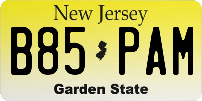 NJ license plate B85PAM