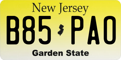 NJ license plate B85PAO