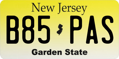 NJ license plate B85PAS