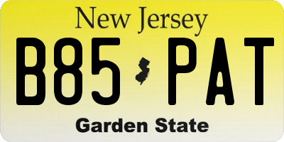NJ license plate B85PAT