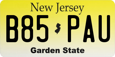 NJ license plate B85PAU