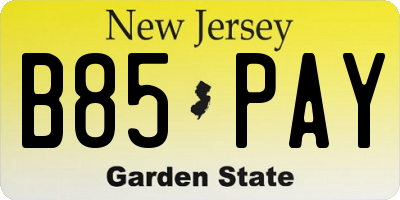 NJ license plate B85PAY