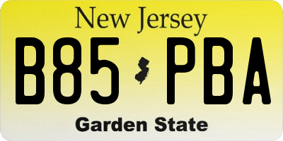 NJ license plate B85PBA