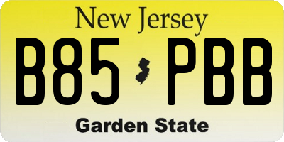 NJ license plate B85PBB