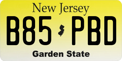 NJ license plate B85PBD