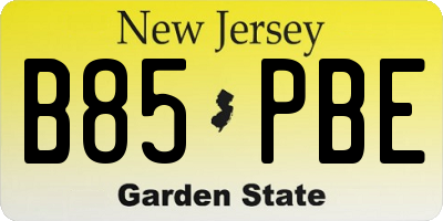 NJ license plate B85PBE