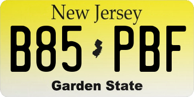 NJ license plate B85PBF