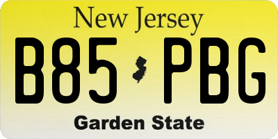 NJ license plate B85PBG
