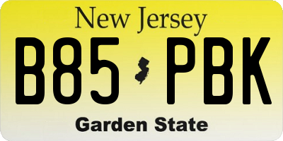 NJ license plate B85PBK