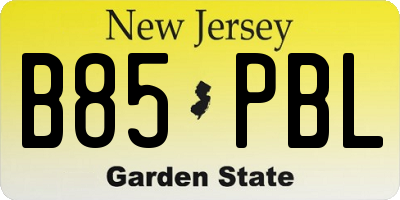 NJ license plate B85PBL
