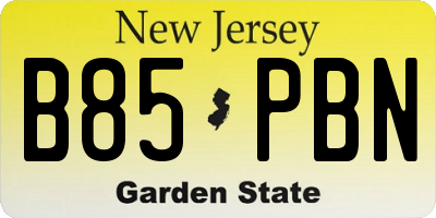 NJ license plate B85PBN