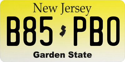 NJ license plate B85PBO