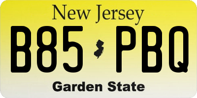 NJ license plate B85PBQ
