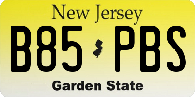 NJ license plate B85PBS
