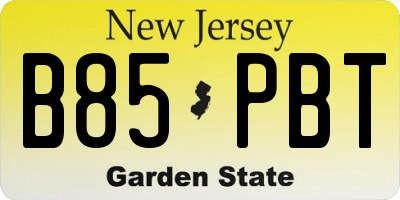 NJ license plate B85PBT