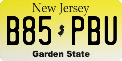 NJ license plate B85PBU