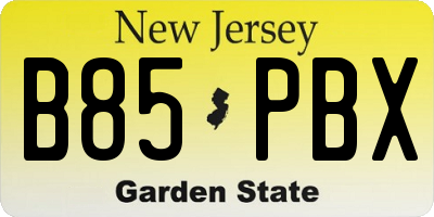 NJ license plate B85PBX