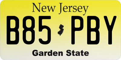 NJ license plate B85PBY