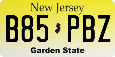 NJ license plate B85PBZ