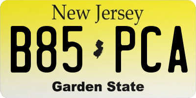 NJ license plate B85PCA