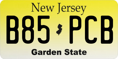 NJ license plate B85PCB
