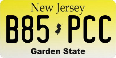 NJ license plate B85PCC