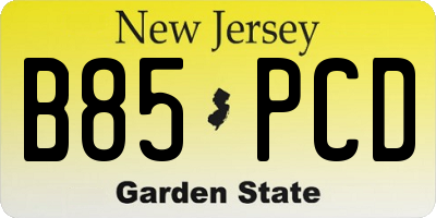 NJ license plate B85PCD