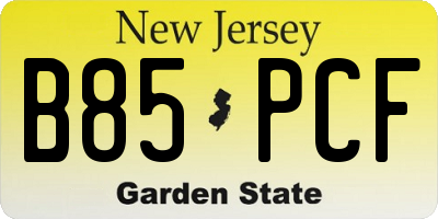 NJ license plate B85PCF
