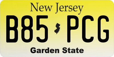 NJ license plate B85PCG