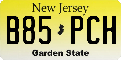 NJ license plate B85PCH