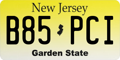 NJ license plate B85PCI