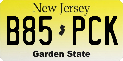 NJ license plate B85PCK