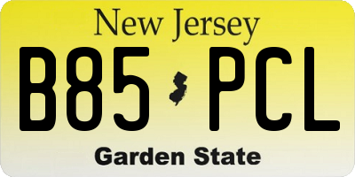 NJ license plate B85PCL