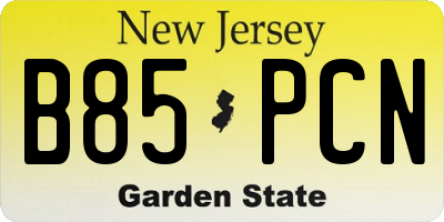 NJ license plate B85PCN