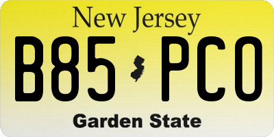 NJ license plate B85PCO