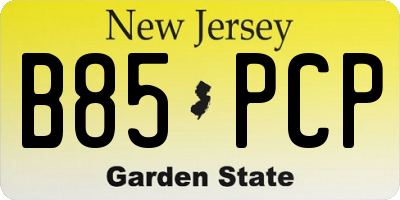 NJ license plate B85PCP